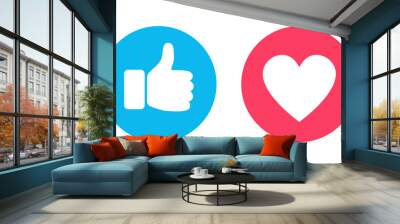 Thumbs and heart icon. Social media vector icon. Like buttons ready for websites and mobile apps. Vector illustration Wall mural