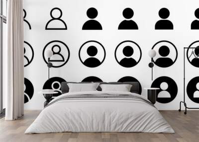 User profile icon. User icons for app or web site. User people silhouette. Person icon. Editable stroke. Line and flat style. Wall mural