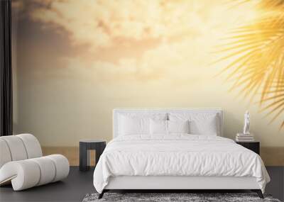 Beautiful seascape panorama with palm Wall mural