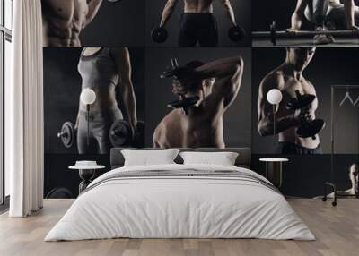 bodybuilding image collage Wall mural