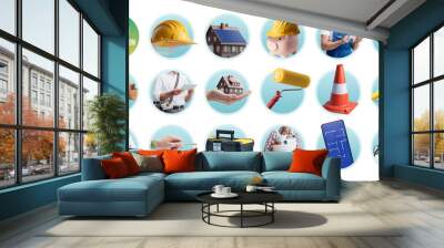 Building, construction and repair icon set Wall mural