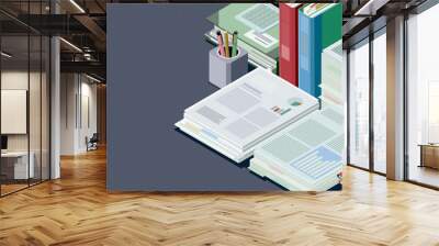 Business desktop with paperwork Wall mural