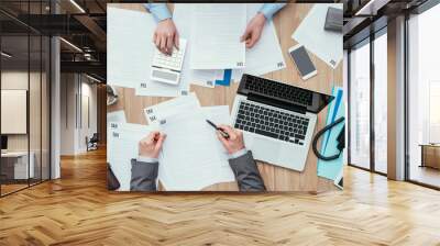 business people checking tax forms Wall mural