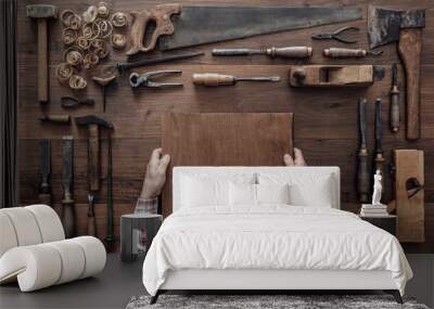 Carpenter working in the workshop Wall mural