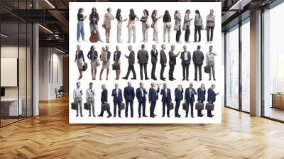 Diverse people standing and waiting Wall mural