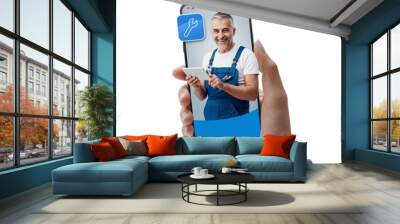 Hire professionals online: plumber and repairman Wall mural