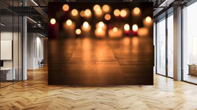 Lit candles burning in the Church Wall mural