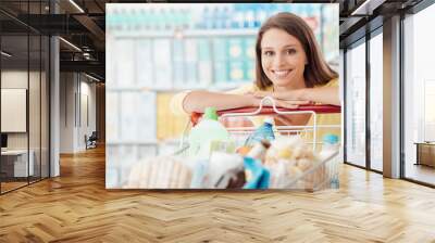 Woman enjoying shopping Wall mural