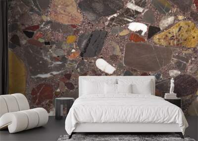 terrazzo matt tile stone for beautiful flooring grey marble texture background.
 Wall mural