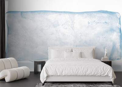 A translucent rectangular block of pure ice, isolated on white background. Purity and freshness concept. Wall mural