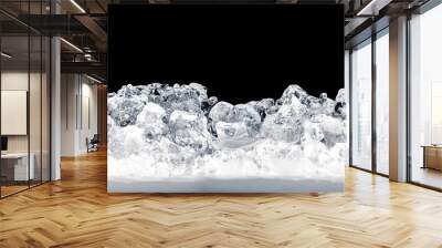 Pieces of crushed ice cubes on black background. Including clipping path. Wall mural