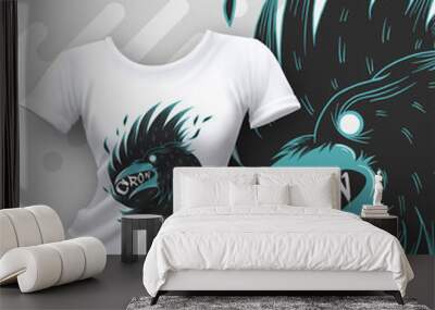 abstract modern t-shirt print design with crow. vector illustration. Wall mural