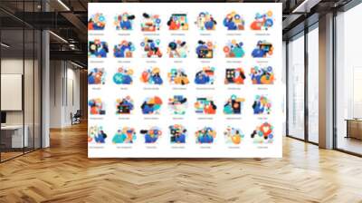 Business Concept illustrations. Mega set. Collection of scenes with men and women taking part in business activities. Vector illustration Wall mural