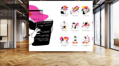 Business Concept illustrations. Mega set. Collection of scenes with men and women taking part in business activities. Vector illustration Wall mural