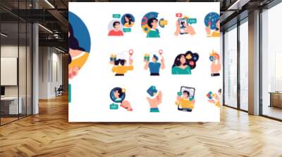 Business Concept illustrations. Mega set. Collection of scenes with men and women taking part in business activities. Vector illustration Wall mural