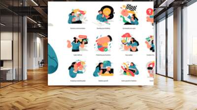 Business Concept illustrations. Mega set. Collection of scenes with men and women taking part in business activities. Vector illustration Wall mural