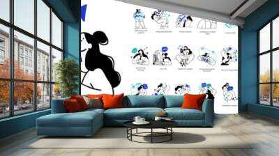 Business Concept illustrations. Mega set. Collection of scenes with men and women taking part in business activities. Vector illustration Wall mural