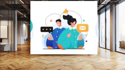 Collection of social media network and digital communication concept illustrations. Perfect for web design, banner, mobile app, landing page. Vector Wall mural