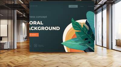 Dark modern design concept. Landing page template . Modern Floral vector illustration concept for business web page, website and mobile website. Vector illustration Wall mural