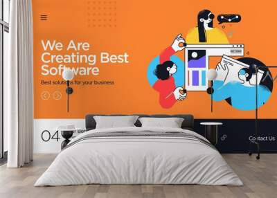 Landing page template of developing computer software, coding and programming . Modern flat design concept of web page design for website. Vector illustration Wall mural