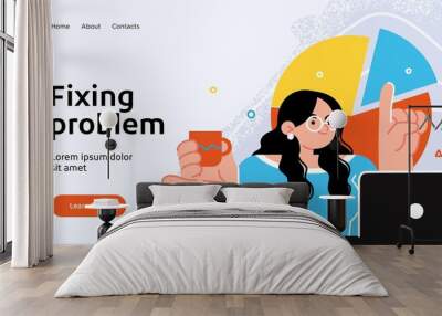 Landing page template of developing computer software, coding and programming . Modern flat design concept of web page design for website. Vector Wall mural