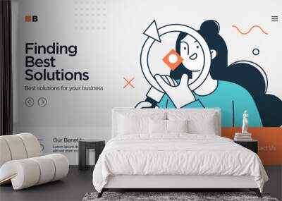 Landing page template of Digital Solutions Business Analytics and Planning. Modern Flat style. Vector Wall mural