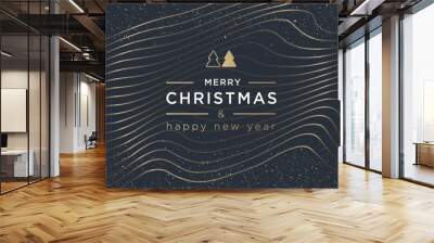 Merry Christmas and Happy New Year lettering greeting card or invitation template. Vector Illustration Wall mural