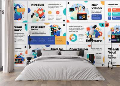 Presentation and slide layout background. Design template with business people. Use for business annual report, flyer, marketing, leaflet, advertising, brochure, modern style. Vector Wall mural