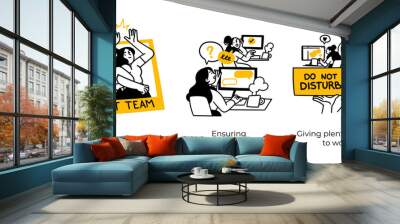 Productive Workflow Organization - abstract business concept illustrations. Rewarding teamwork, Ensuring proper communication, Time to work. Visual stories collection Wall mural