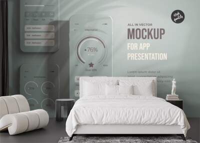 Realistic modern black smartphone mockup design for the mobile application.Vector Wall mural