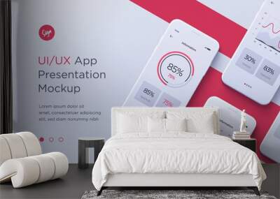 Realistic modern black smartphone mockup design for the mobile application.Vector Wall mural