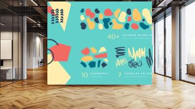 Set of abstract trendy hand drawn shapes and design elements. Pattern Creation set. Vector Wall mural