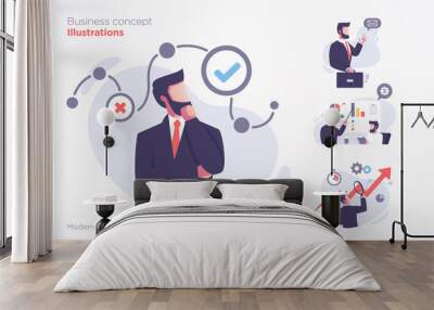 Set of business concept illustration. Modern flat style illustration Wall mural