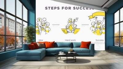 steps for success. teamwork and life achievements and success concept. vector illustration Wall mural