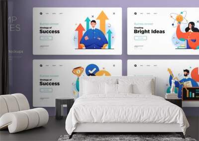 Website template designs. Web page layouts with modern business illustrations. Success, leadership, strategy research and motivation concepts. Vector Wall mural