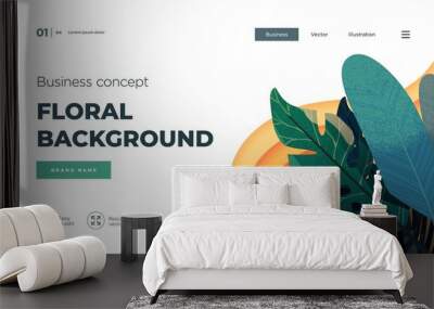 White modern design concept. Landing page template . Modern Floral vector illustration concept for business web page, website and mobile website. Vector illustration Wall mural