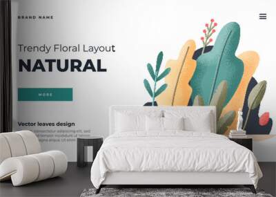 White modern flat design concept. Landing page template . Modern flat Floral vector illustration concept for business web page, website and mobile website. Vector illustration in cartoon style Wall mural