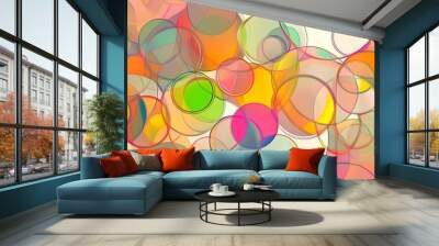 A mesmerizing, fluid pattern of overlapping circles in varying sizes and bright colors, symbolizing the infinite cycles of life and growth Wall mural