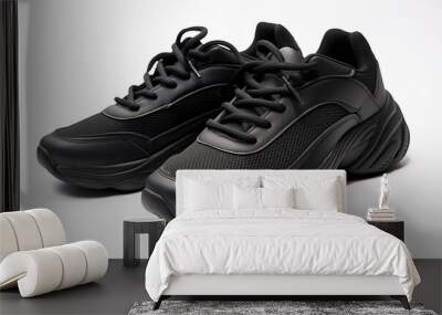 black shoes isolated on a white background Wall mural