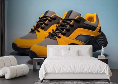 black-yellow shoes isolated on a isolated background Wall mural