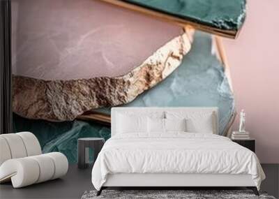 Collection of three different colored and textured plates Wall mural