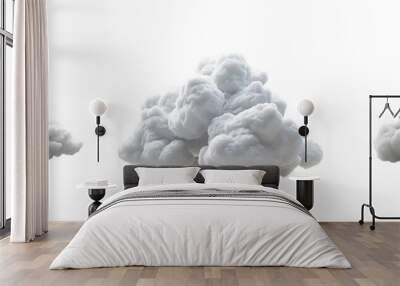 White cloud 3d illustration isolated on transparent background png. Cloud Collection. Wall mural