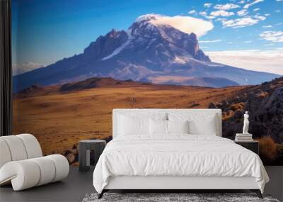 Evening view of Kibo with Uhuru Peak (5895m amsl, highest mountain in Africa) at Mount Kilimanjaro,Kilimanjaro National Park,seen from Karanga Camp at 3995m Wall mural