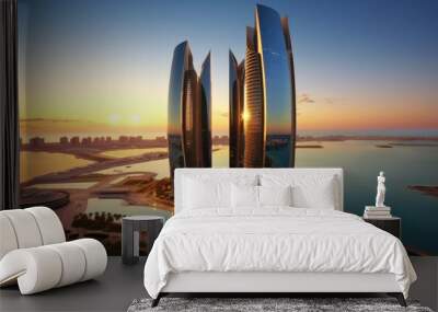 Architectural Marvels: Abu Dhabi's Majestic Skyscrapers Piercing the Sky - Marvel at the awe-inspiring skyscrapers that grace the skyline of Abu Dhabi, the epitome of modern architectural grandeur.  Wall mural