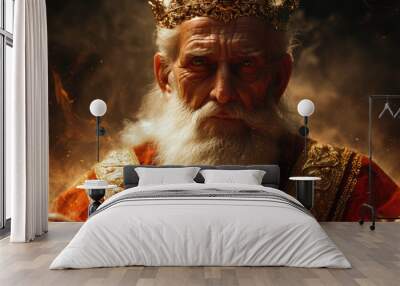 Close-up portrait of biblical old man. Patriarch Abraham, Isaac or Jacob. Christian illustration. Wall mural