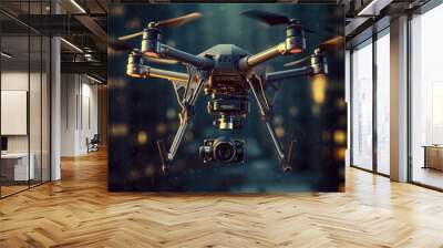 Drone flying In the sky with a dramatic background Wall mural