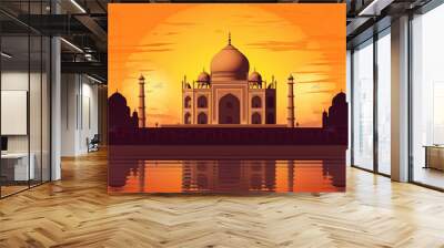 Taj Mahal at sunset - Agra, India Wall mural