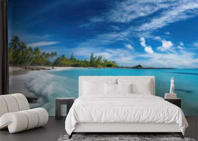 Transport yourself to the picturesque shores of Zanzibar, Tanzania, where the turquoise waters of the Indian Ocean gently caress the sun-kissed sands of this tropical island paradise Wall mural