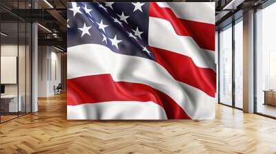 USA flag. American flag. American flag blowing in the wind Wall mural