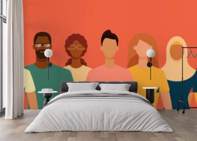 Diverse people group. Flat design vector illustration. Wall mural